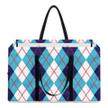 White And Blue Argyle Pattern Print Utility Tote Bag