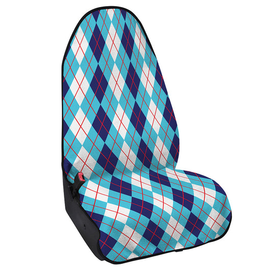 White And Blue Argyle Pattern Print Waterproof Car Seat Cover