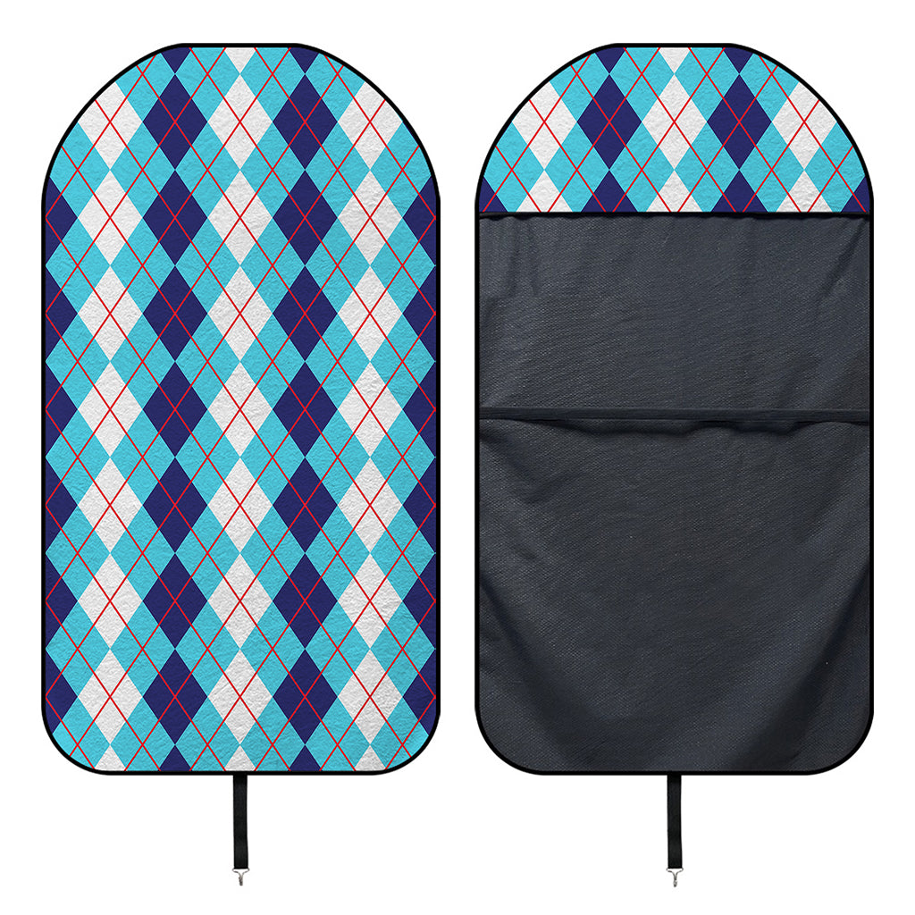 White And Blue Argyle Pattern Print Waterproof Car Seat Cover