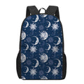 White And Blue Celestial Pattern Print 17 Inch Backpack