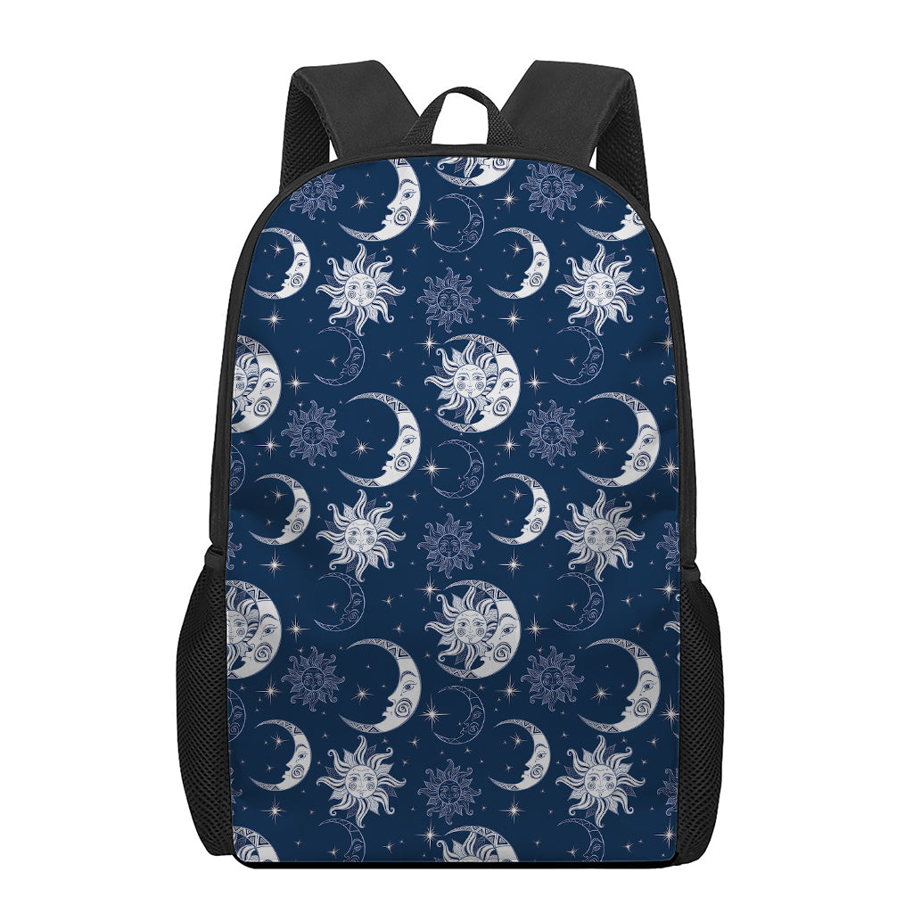 White And Blue Celestial Pattern Print 17 Inch Backpack
