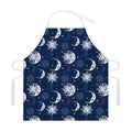 White And Blue Celestial Pattern Print Adjustable Apron