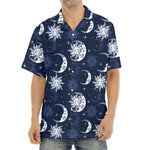 White And Blue Celestial Pattern Print Aloha Shirt