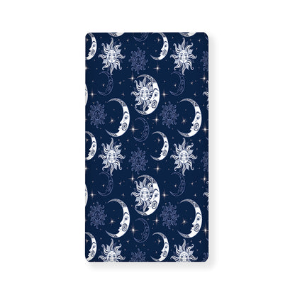 White And Blue Celestial Pattern Print Baby Crib Sheet