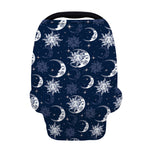 White And Blue Celestial Pattern Print Baby Seat Cover