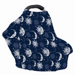 White And Blue Celestial Pattern Print Baby Seat Cover