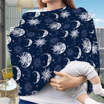 White And Blue Celestial Pattern Print Baby Seat Cover