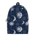 White And Blue Celestial Pattern Print School Backpack