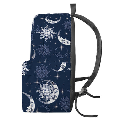 White And Blue Celestial Pattern Print Backpack