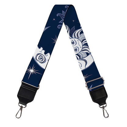 White And Blue Celestial Pattern Print Bag Strap
