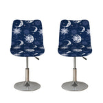 White And Blue Celestial Pattern Print Bar Stool Covers