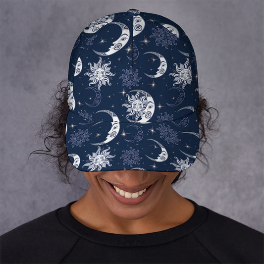 White And Blue Celestial Pattern Print Baseball Cap