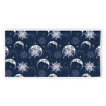 White And Blue Celestial Pattern Print Beach Towel