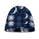 White And Blue Celestial Pattern Print Beanie