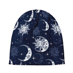 White And Blue Celestial Pattern Print Beanie