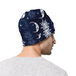 White And Blue Celestial Pattern Print Beanie