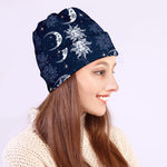 White And Blue Celestial Pattern Print Beanie