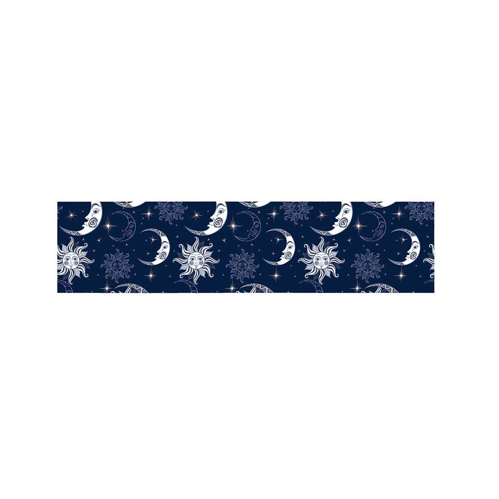 White And Blue Celestial Pattern Print Bed Runner