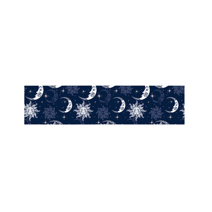 White And Blue Celestial Pattern Print Bed Runner