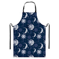 White And Blue Celestial Pattern Print Bib Apron With Pocket