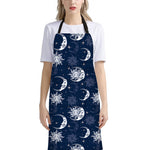 White And Blue Celestial Pattern Print Bib Apron With Pocket