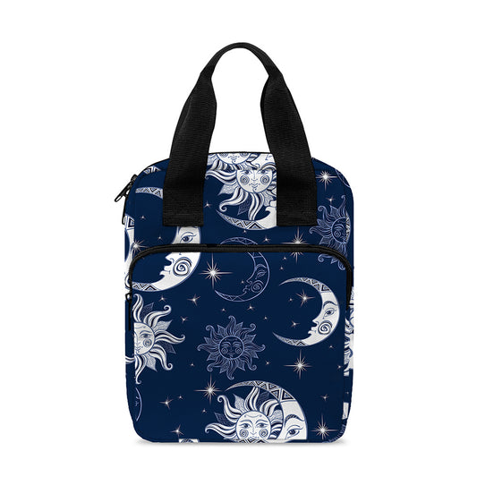 White And Blue Celestial Pattern Print Bible Tote Bag