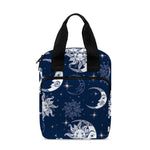White And Blue Celestial Pattern Print Bible Tote Bag