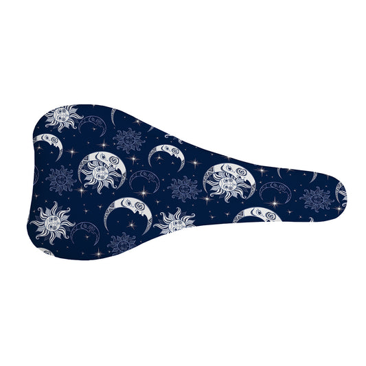White And Blue Celestial Pattern Print Bicycle Seat Cover