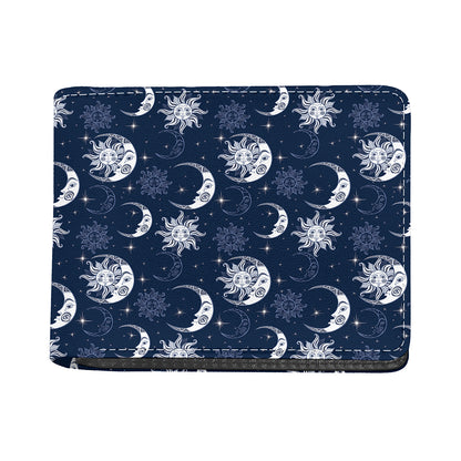 White And Blue Celestial Pattern Print Bifold Wallet