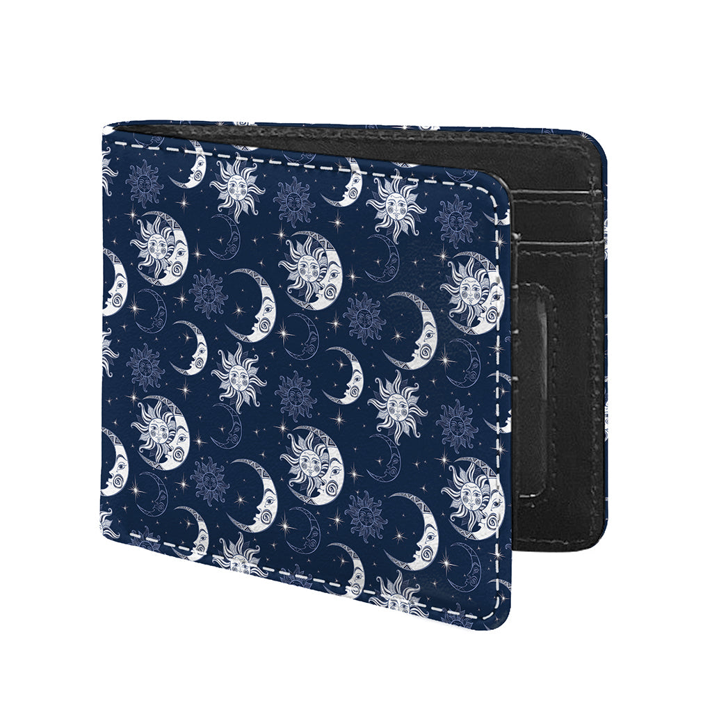 White And Blue Celestial Pattern Print Bifold Wallet
