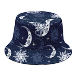 White And Blue Celestial Pattern Print Bucket Hat