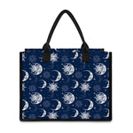 White And Blue Celestial Pattern Print Canvas Tote Bag