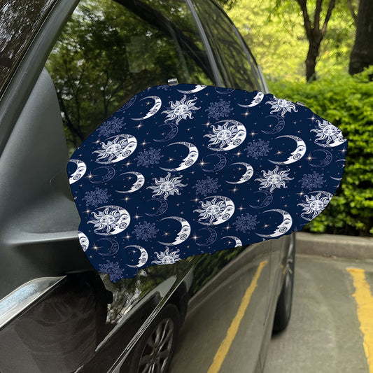 White And Blue Celestial Pattern Print Car Side Mirror Covers