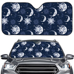 White And Blue Celestial Pattern Print Car Windshield Sun Shade
