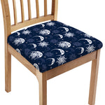 White And Blue Celestial Pattern Print Chair Cushion Cover