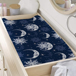 White And Blue Celestial Pattern Print Changing Pad Cover