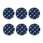 White And Blue Celestial Pattern Print Coaster Set
