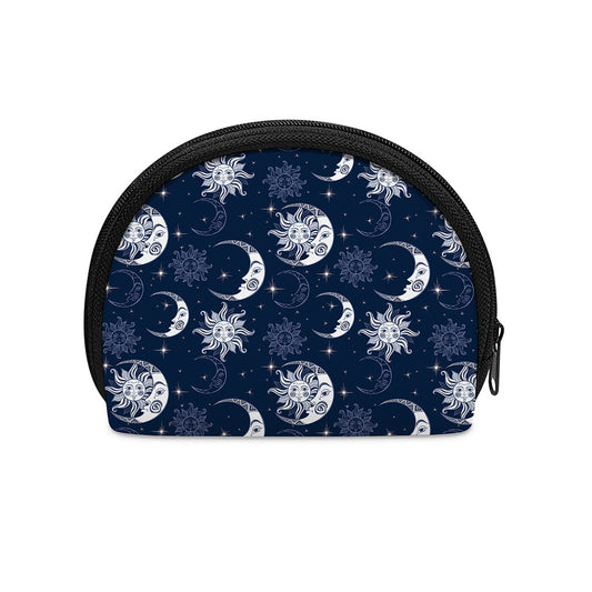 White And Blue Celestial Pattern Print Coin Purse