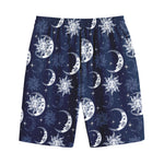 White And Blue Celestial Pattern Print Cotton Shorts