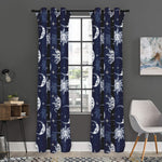 White And Blue Celestial Pattern Print Curtain