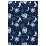 White And Blue Celestial Pattern Print Curtain