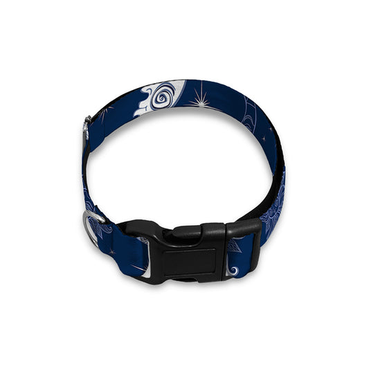 White And Blue Celestial Pattern Print Dog Collar