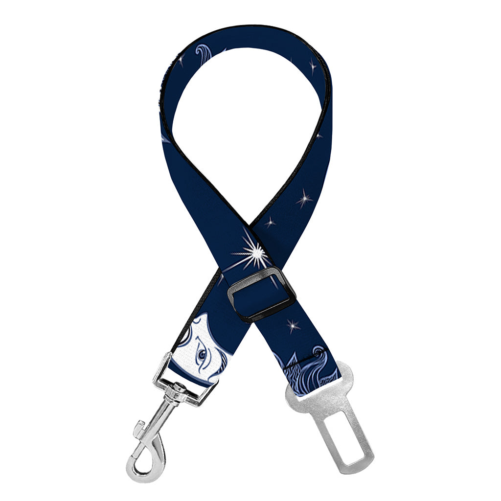 White And Blue Celestial Pattern Print Dog Seat Belt