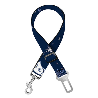 White And Blue Celestial Pattern Print Dog Seat Belt