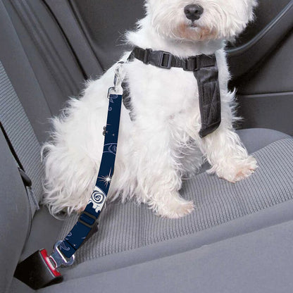 White And Blue Celestial Pattern Print Dog Seat Belt