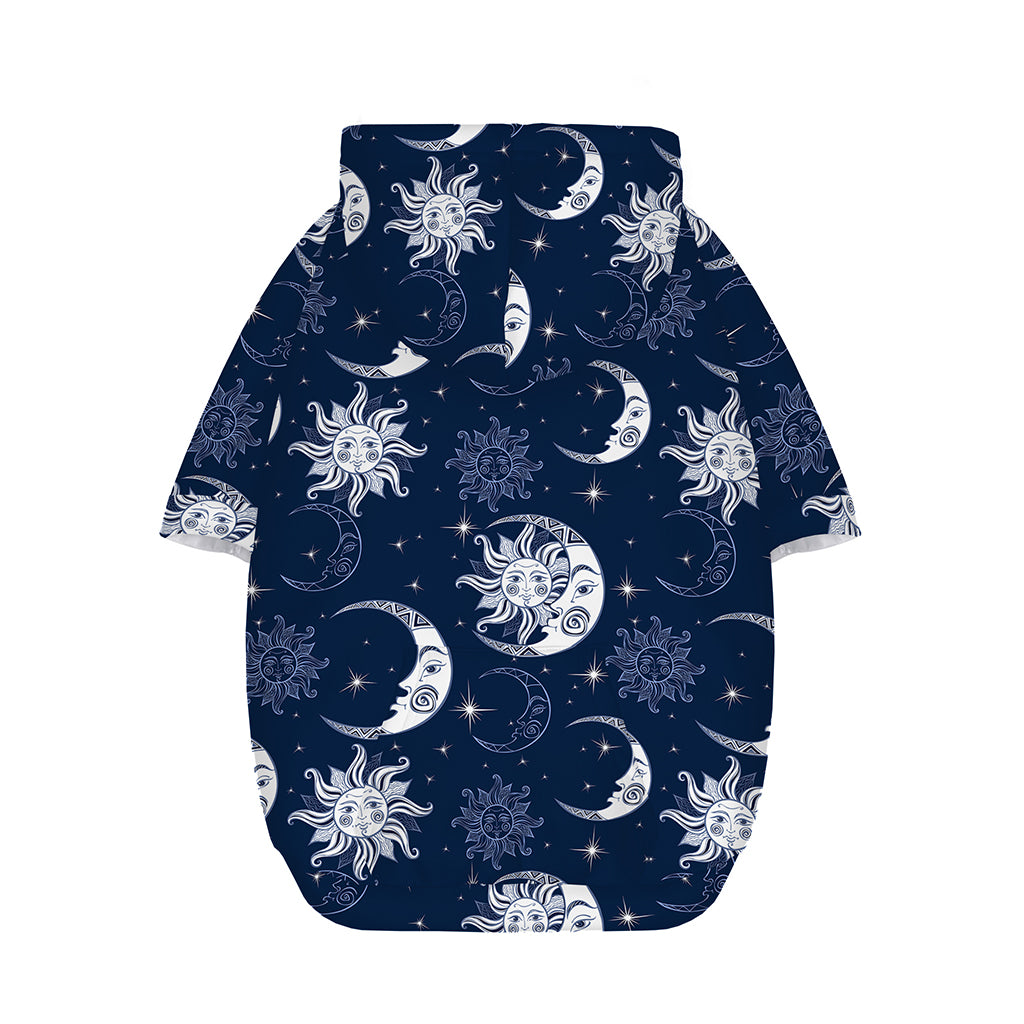 White And Blue Celestial Pattern Print Dog Zip Up Hoodie