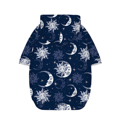 White And Blue Celestial Pattern Print Dog Zip Up Hoodie