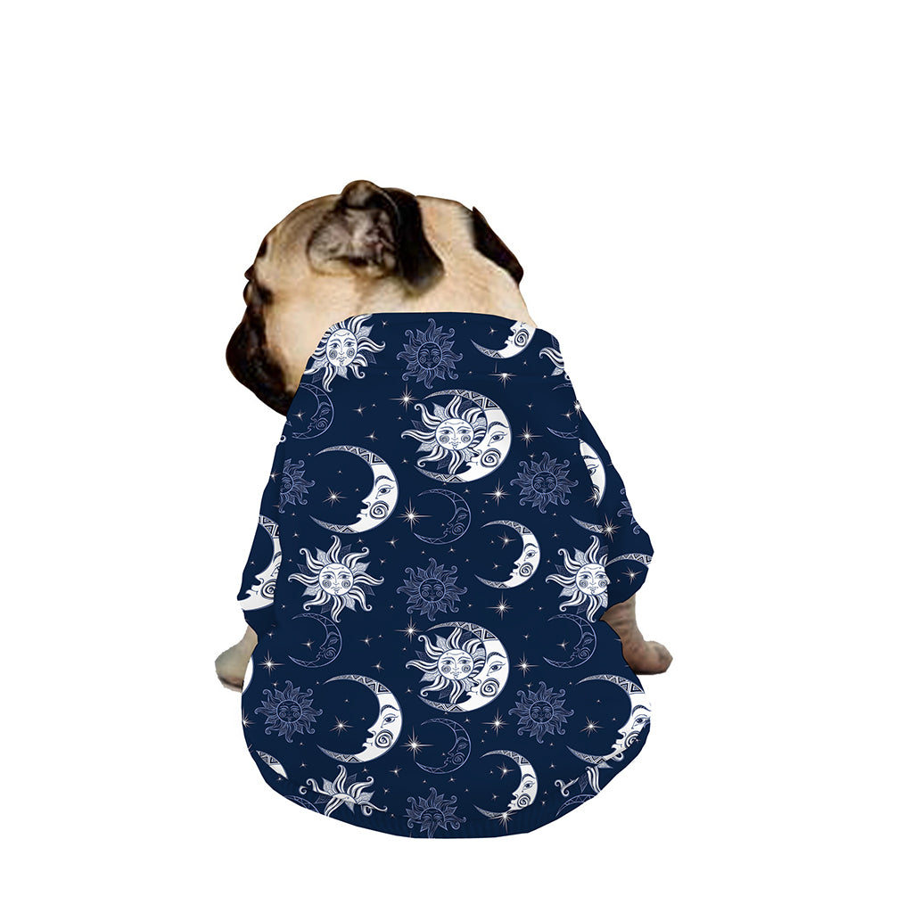 White And Blue Celestial Pattern Print Dog Zip Up Jacket