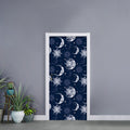 White And Blue Celestial Pattern Print Door Sticker