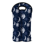 White And Blue Celestial Pattern Print Double Neoprene Wine Tote